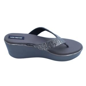 Charcoal Grey Embellished Wedge Sandals