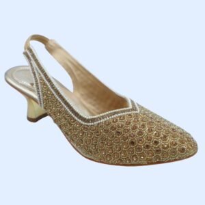 Golden Amber Sparkle Embellished Slingback Kitten Heels