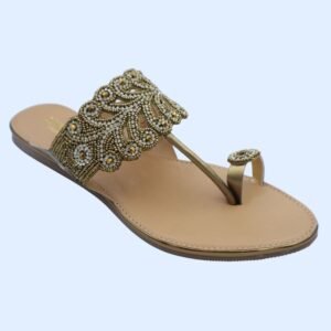 Golden Bloom & Crystal Kolhapuri Sandal