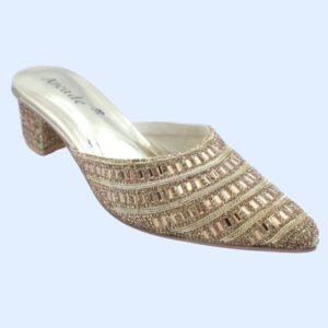 Radiant Gold Crystal Embellished Pointed-Toe Mules