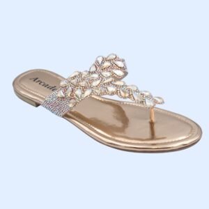 Rose Gold Luminous Petals Crystal Thong Sandal