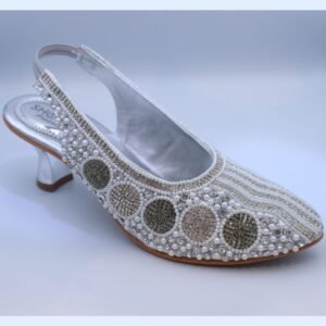 Silver & Pearl Sparkle Embellished Slingback Jutti Heels