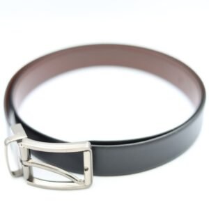 Men's Sleek Black Leather Belt with Automatic Slide Buckle