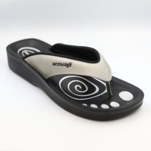 Black & Silver Comfort Slippers with Cushioned Sole