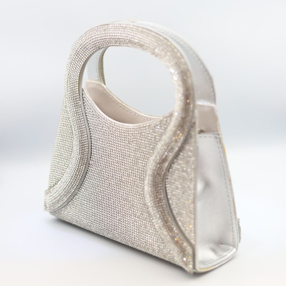 Dazzling Silver Rhinestone Top-Handle Mini Bag-1