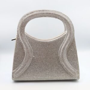 Dazzling Silver Rhinestone Top-Handle Mini Bag