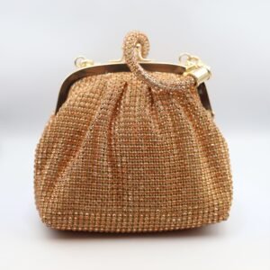 Glimmering Rose Gold Rhinestone Frame Mini Bag with Twisted Handle