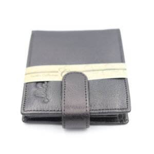 Men's Classic Black Leather Wallet with Secure Strap