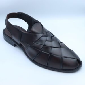 Men's Premium Dark Brown Woven Leather Sandals