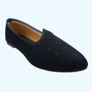 Men's Elegant Black Patterned Mojari Shoes