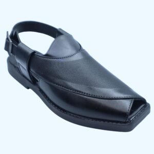 Men's Modern Black Textured Leather Sandals - Open Toe Comfort for Dubai