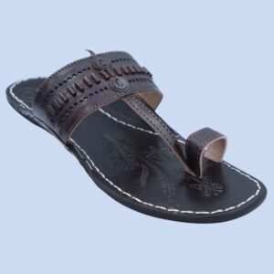 Men's Modern Brown Kolhapuri Chappal with Textured Detail