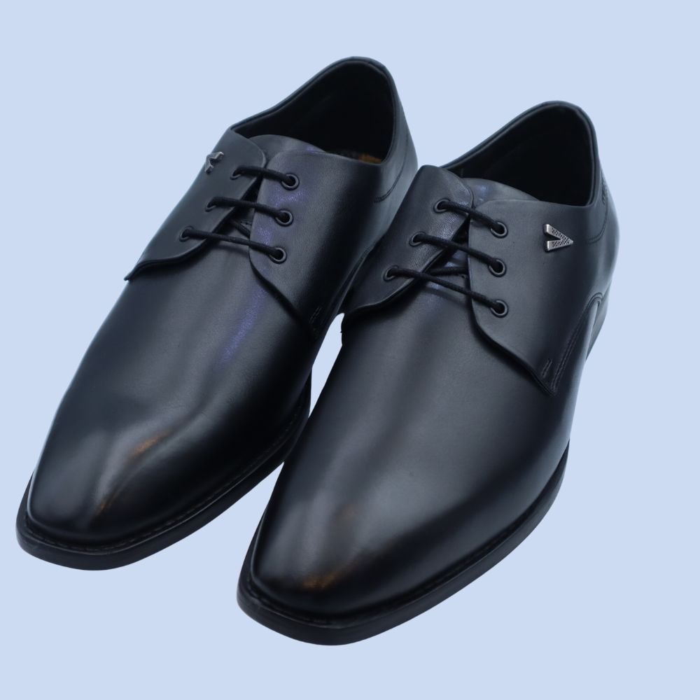 Men’s Sleek Black Leather Plain-Toe Formal Shoes-1