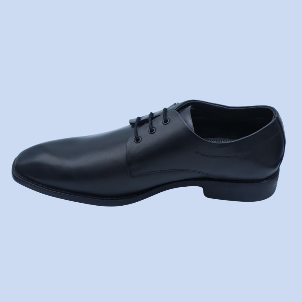 Men’s Sleek Black Leather Plain-Toe Formal Shoes-3