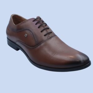 Men's Sleek Brown Leather Plain-Toe Formal Shoes