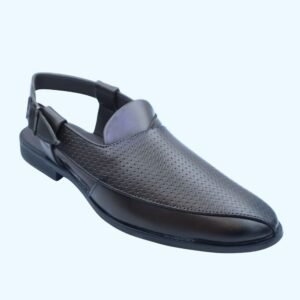 Men's Sophisticated Dark Brown Perforated Leather Sandals - Elegant & Breathable