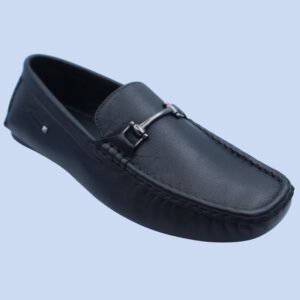 Men's Stylish Black Loafers with Metal Accent