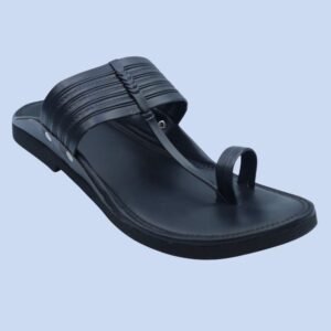 Men's Stylish Black Woven Leather Kolhapuri