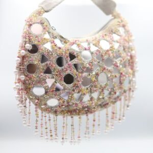 Multi-Color Beaded & Mirror Work Fringe Clutch