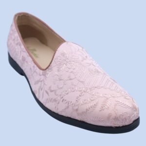 Men's Elegant Pink Embroidered Ethnic Wear Party Shoes